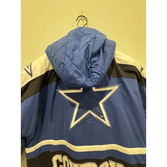 Dallas Cowboys 90s APEX puffer STARS jacket JERRY M blue white NFL Pro Line vtg - Picture 14 of 16